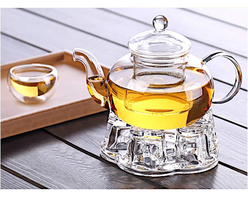 Sun's Tea Universal Solid Crystal Glass Ultra Clear Teapot Warmer | Tea Warmer | Teapot Heating Base | Tealight Warmer- Candle Never Flames Out - Image 3